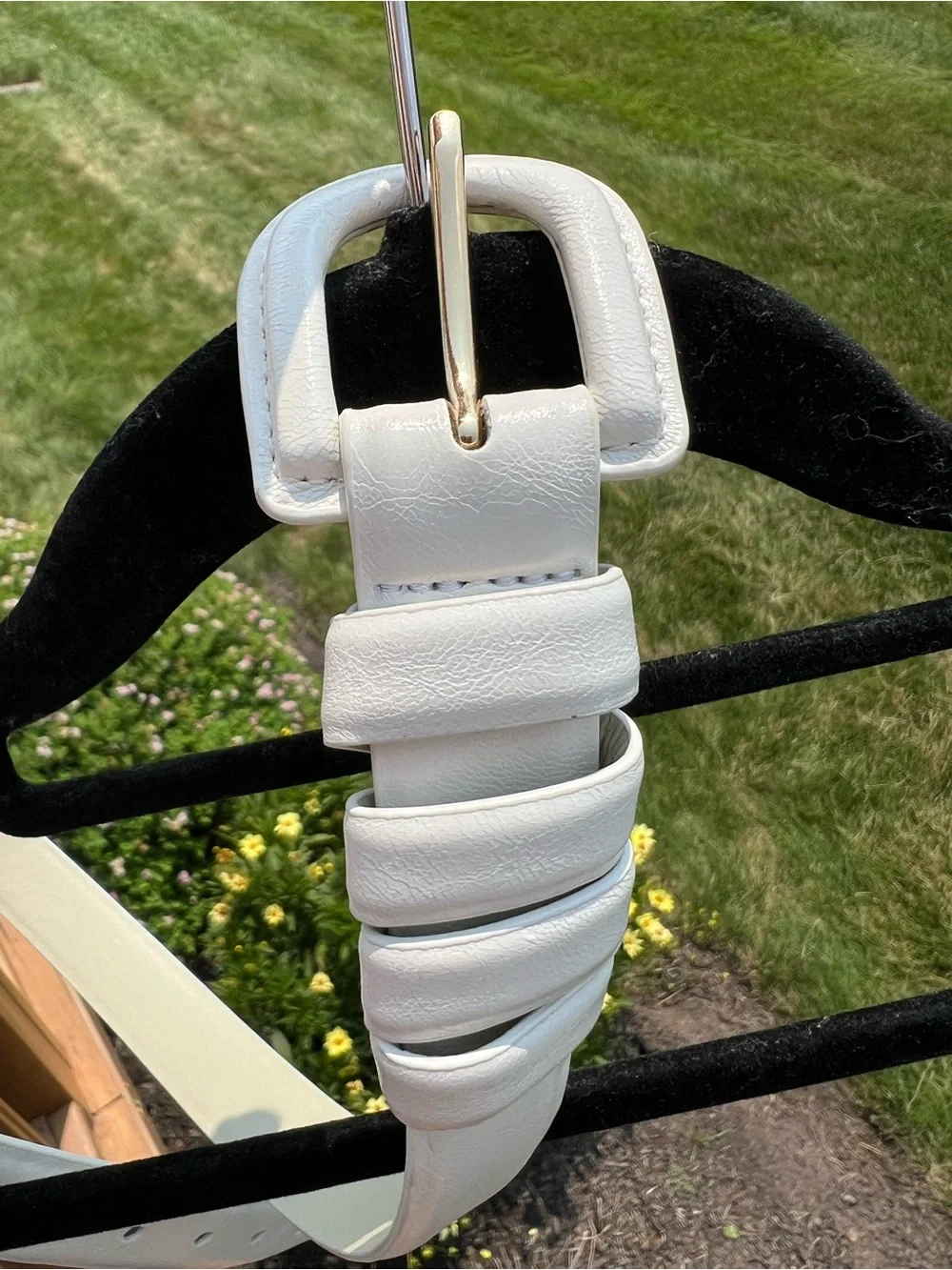 Classic Women's White Leather Belt - Minimal Buckle